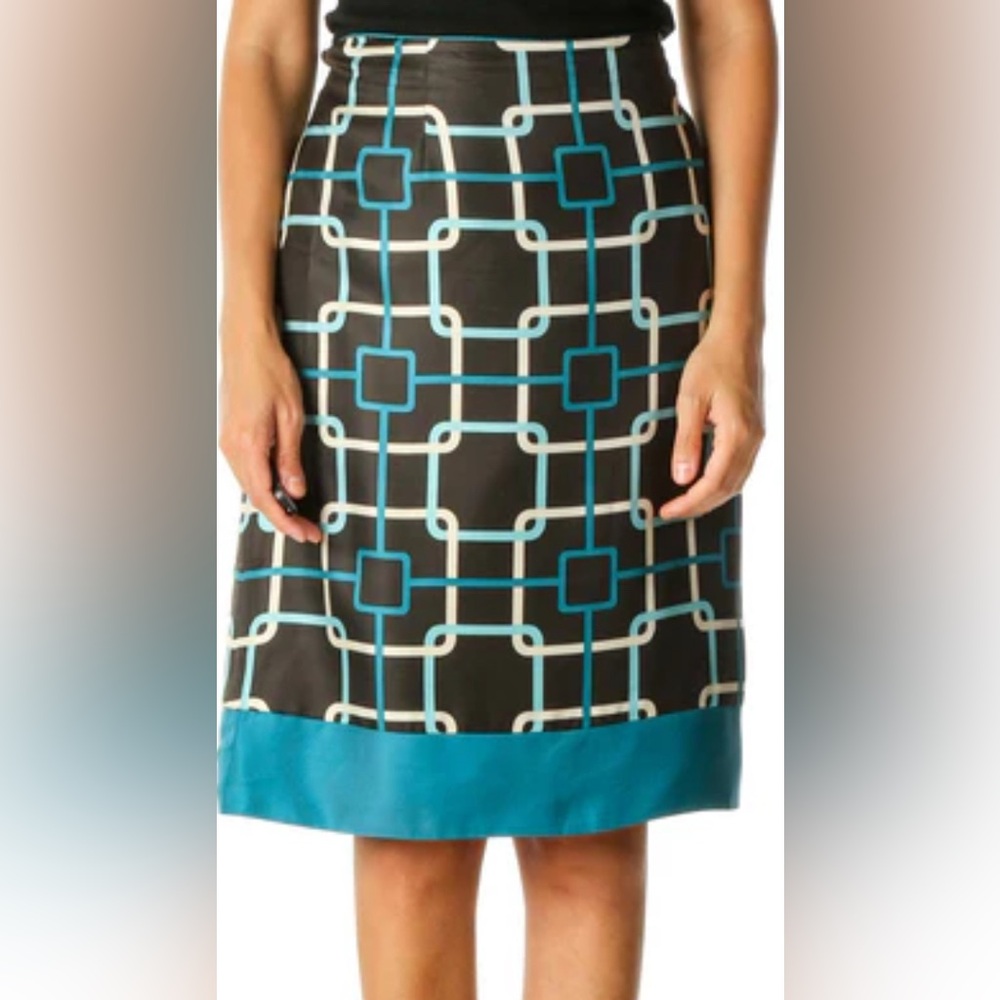 NWOT! Talbots Black and Blue Geometric Pencil Skirt.